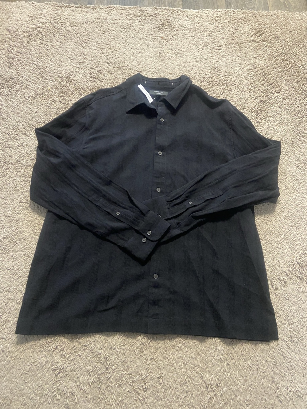 Banana Republic Shirt Mens Large Black Striped Standard Long Sleeve Button Up